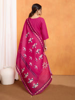 Thumbnail for Lorenvalley Magenta Chanderi Roman Silk Embroidered with Mirror Work Kurta Set