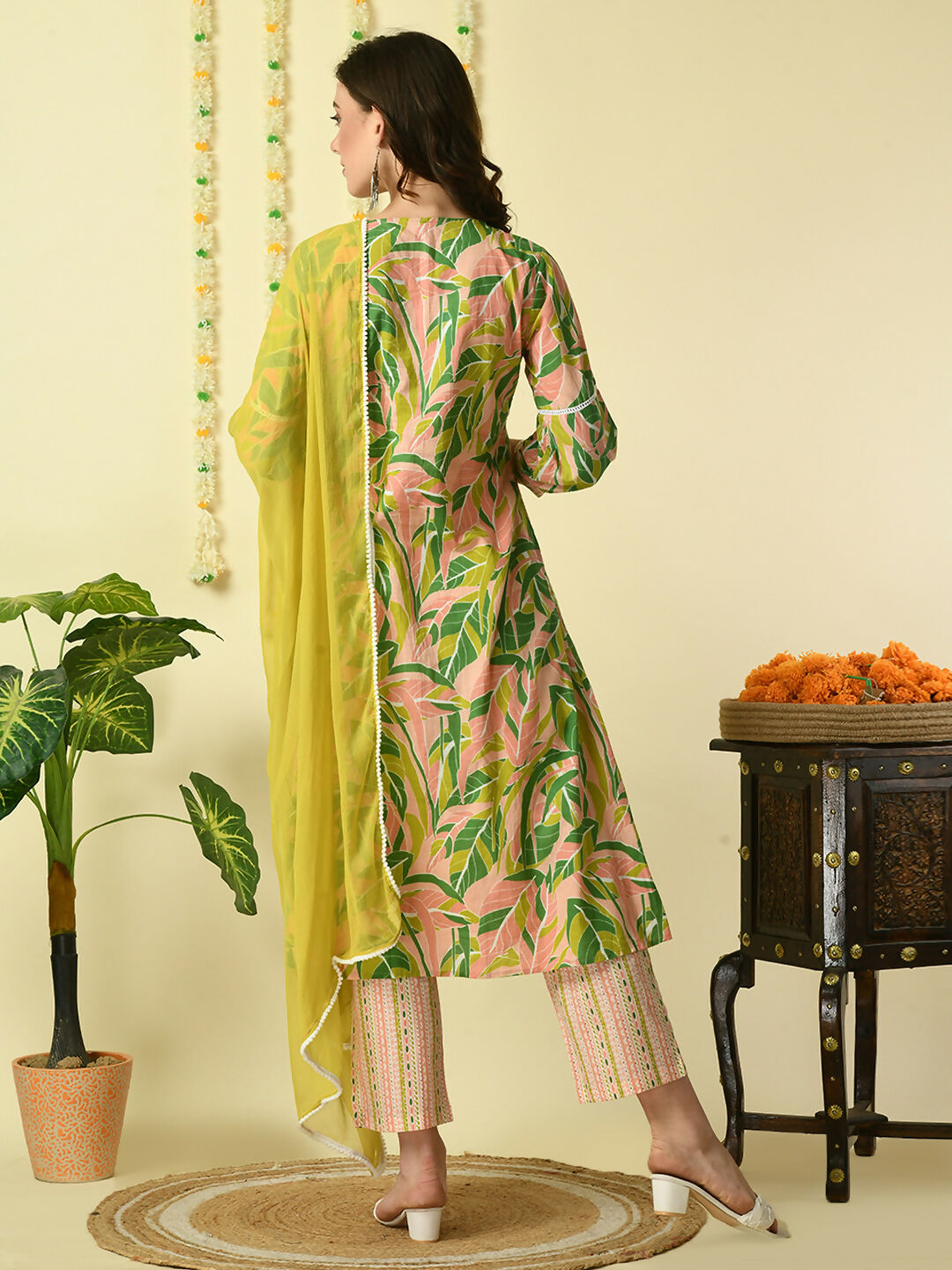 Myshka Women's Multi Pure Cotton Kurta & Palazzos With Dupatta Party Sets - Distacart