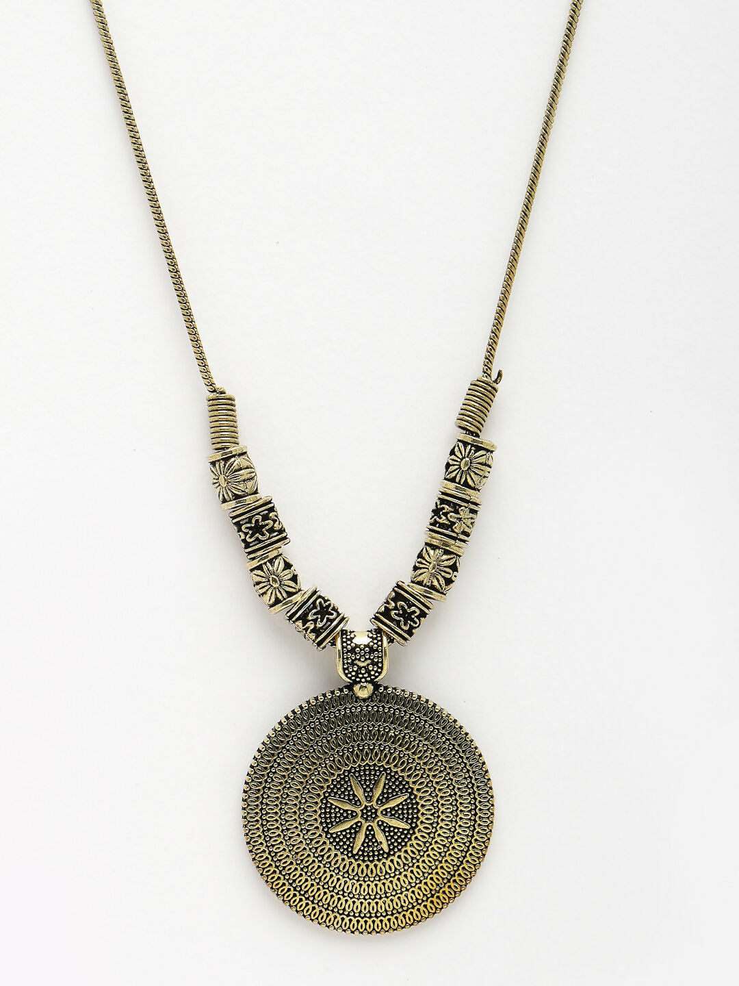 NVR Women's Gold-Plated Circular Shape Pendant with Chain - Distacart