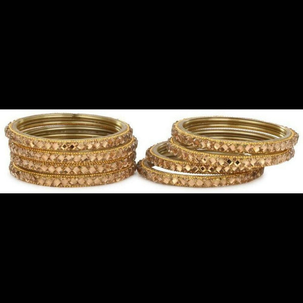 Afast Bridal Wedding & Party Fashionable Colorful Glass Bangle/Kada Set, Pack Of 8 - Golden - Distacart