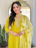 Thumbnail for Teeya Creation Liril Colour Viscose Slub Embroidery Work Fully Stitched Kurti Set - Distacart