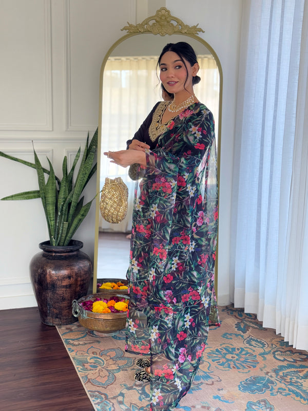 Teeya Creation Black Colour Viscose Slub Embroidery Work Fully Stitched Kurti Set - Distacart