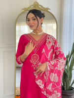 Thumbnail for Teeya Creation Rani Color Viscose Rayon Embroidery Work Fully Stitched Kurti Set - Distacart