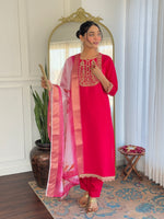 Thumbnail for Teeya Creation Rani Color Viscose Rayon Embroidery Work Fully Stitched Kurti Set - Distacart