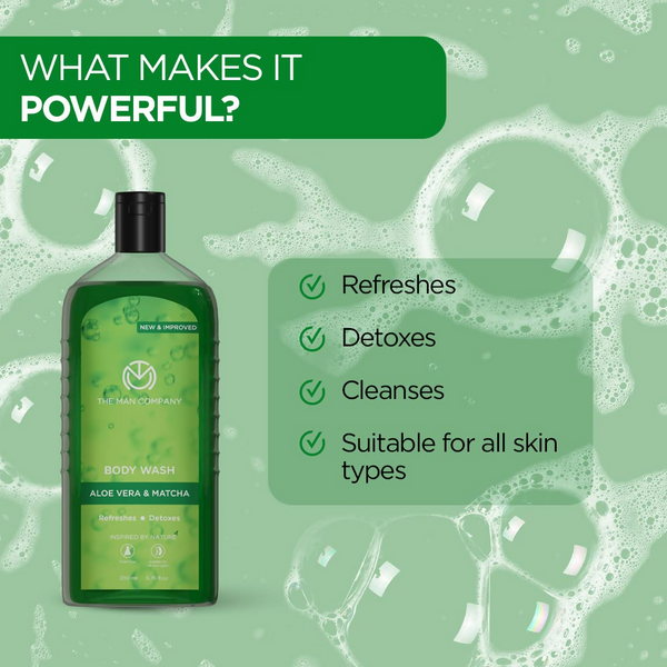 The Man Company Aloe Vera & Matcha Body Wash For Glowing & Smooth Skin Enriched With Green Tea & Moringa Leaf Extract - Distacart