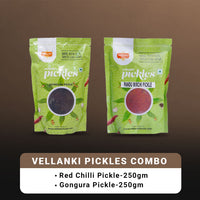 Thumbnail for Vellanki Foods - Red Chilli Pickle, Gongura Pickle Combo Pack (Each 250gm) - Distacart