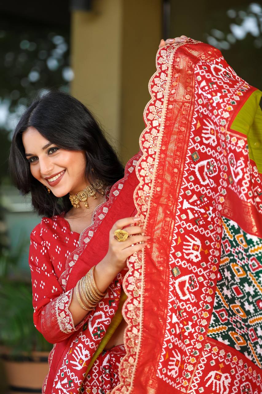 Teeya Creation Olive Color Mercerized New Sigma Silk Ikkat Saree - Distacart