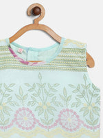 Thumbnail for Ahalyaa Aqua Blue Organza Printed Lehenga Choli For Kids For Girls - Distacart