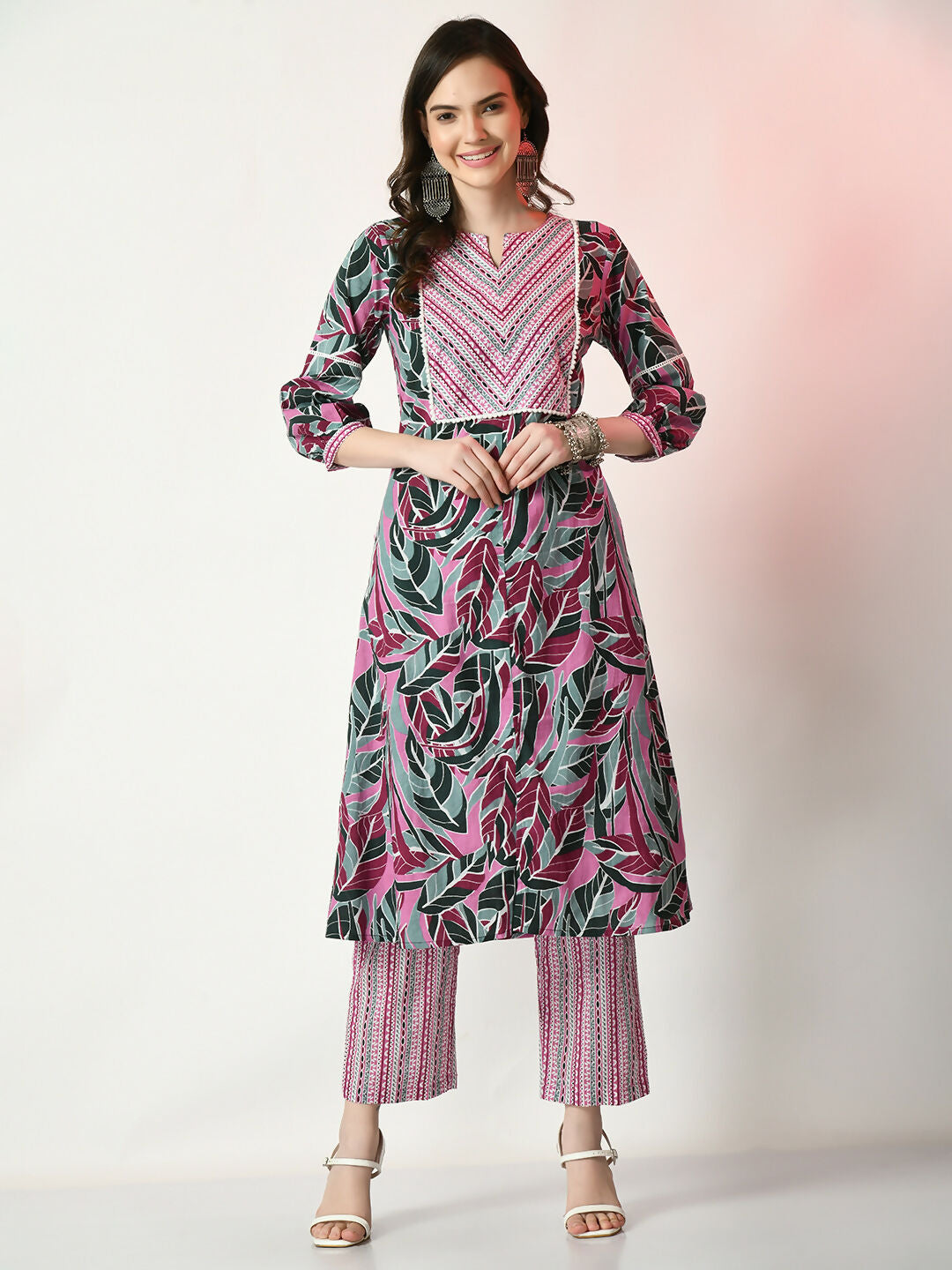 Myshka Women's Multi Printed Kurta With Palazzos - Distacart