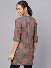 Thumbnail for Anubhutee Charcoal Grey & Red Printed Straight Kurti - Distacart