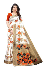 Thumbnail for Vamika White Printed Art Silk Saree - Distacart