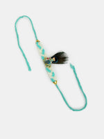 Thumbnail for NVR Women & Men Set of 2 Blue Krishna Pearl Bhaiya Bhabhi Rakhi With Roli Chawal & Chocolate - Distacart