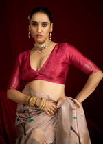 Thumbnail for Joban Fashion Multi Color Soft Silk Weaving Fabric With Digital Jamdani Print With Jacquard Rich Pallu & Blouse With Spring Tassels