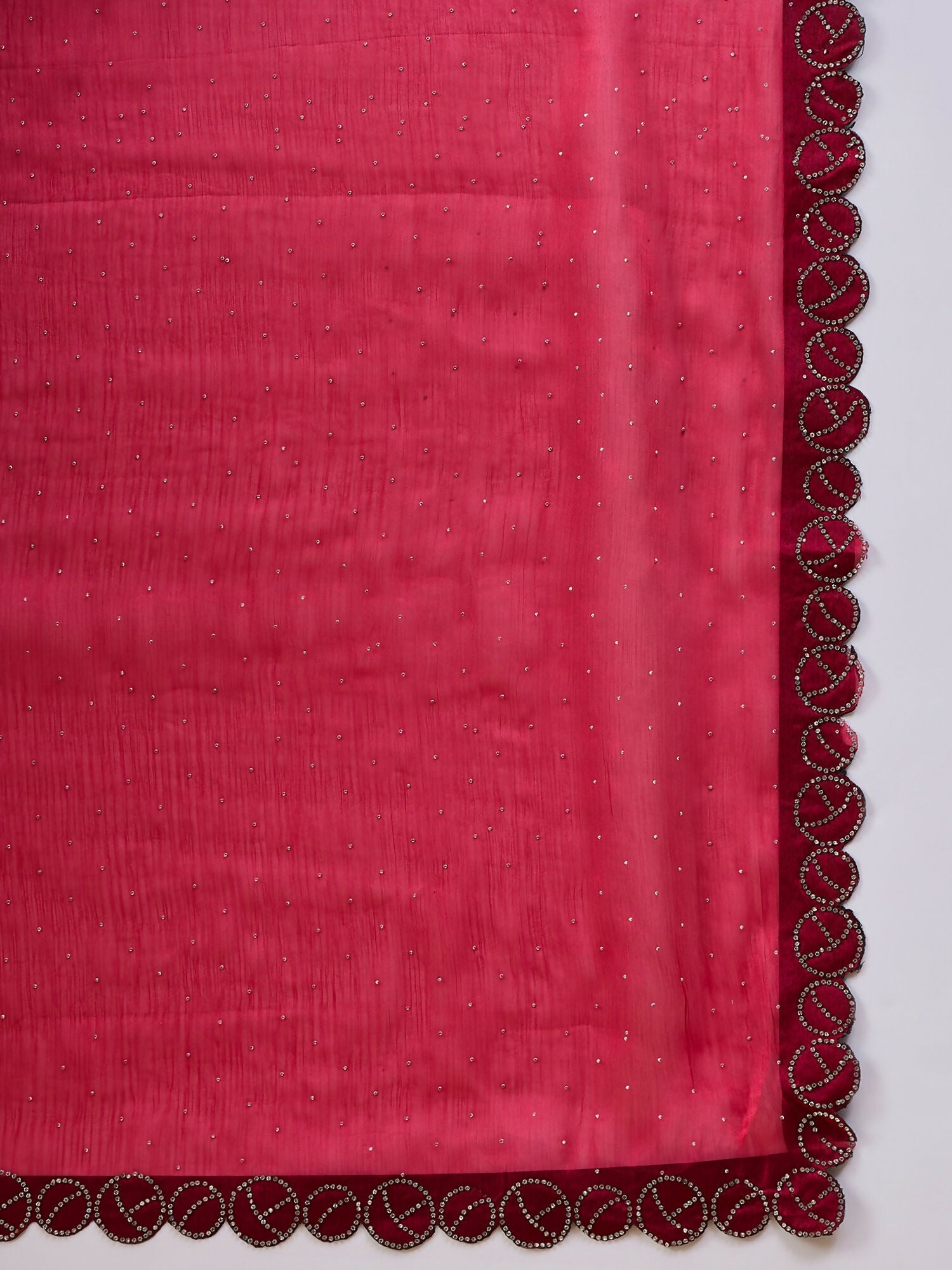 Pink Organza Swaroski Diamond Work Saree with Unstitched Blouse - Radha - Distacart
