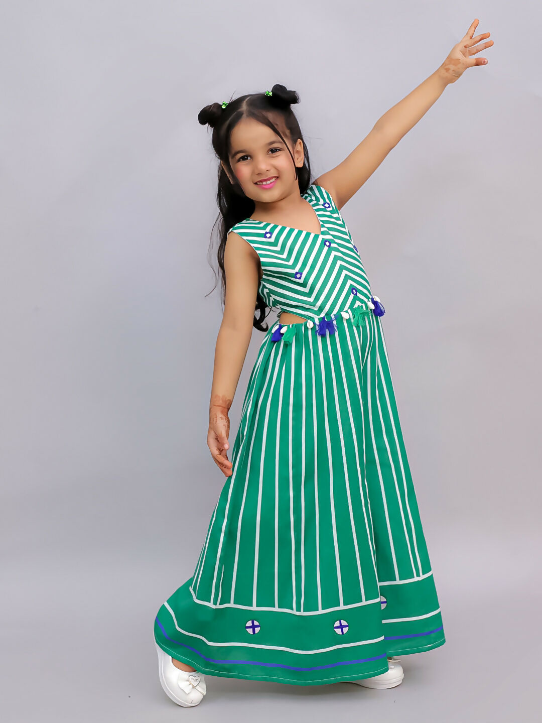 Lil Drama Shor-Gul Green Jumpsuit For Girls
