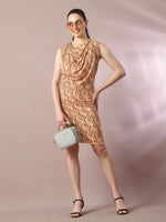 Thumbnail for Myshka Women's Multi Printed Cowl Neck Bodycon Party Dress - Distacart