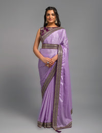 Thumbnail for NOZ2TOZ Women Party Wear Premium Chinon Silk Saree with Unstitched Blouse - Onion