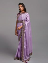 Thumbnail for NOZ2TOZ Women Party Wear Premium Chinon Silk Saree with Unstitched Blouse - Onion
