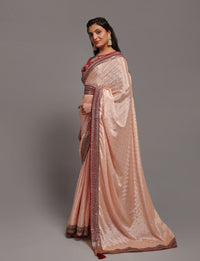 Thumbnail for NOZ2TOZ Women Party Wear Premium Chinon Silk Saree with Unstitched Blouse - Peach