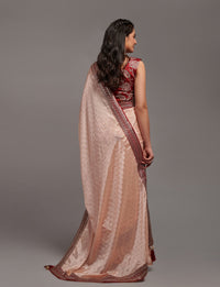 Thumbnail for NOZ2TOZ Women Party Wear Premium Chinon Silk Saree with Unstitched Blouse - Peach