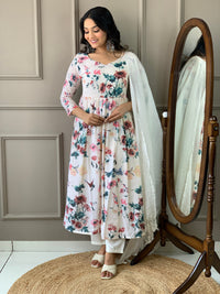 Thumbnail for NOZ2TOZ Women Party Wear Printed Kurta With Pant And Dupatta Set - Off White