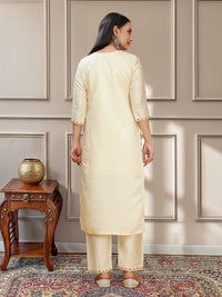 Thumbnail for NOZ2TOZ Women Party Wear Embroidery Worked Kurta With Pant And Dupatta Set - Off White