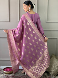 Thumbnail for Lyush Women Party Wear Embroidery Worked Kurta With Pant And Dupatta Set - Lavender