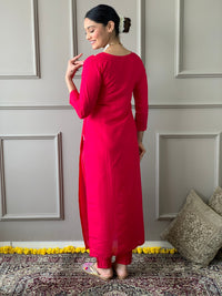 Thumbnail for NOZ2TOZ Women Party Wear Embroidery Worked Kurta With Pant And Dupatta Set - Red
