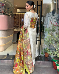 Thumbnail for NOZ2TOZ Women Party Wear Embroidery Worked Kurta With Pant And Dupatta Set - Off White