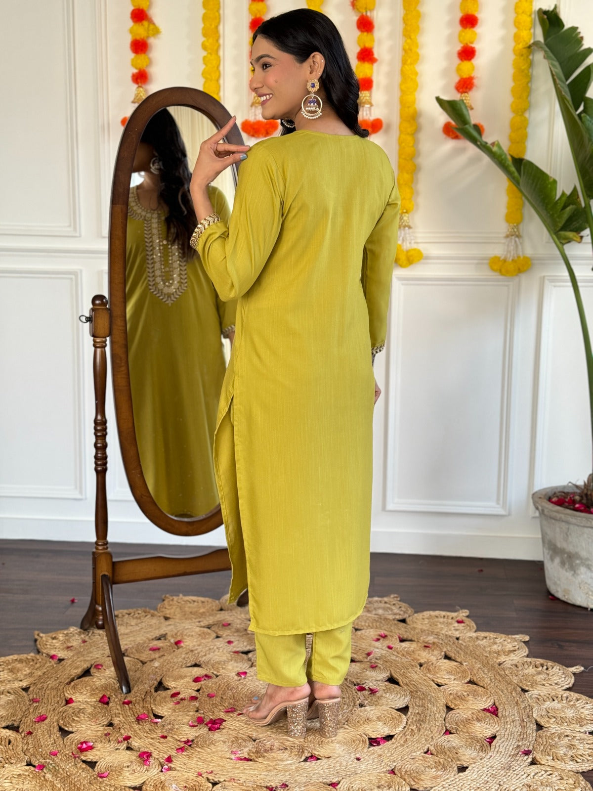 Lyush Women Party Wear Embroidery Worked Kurta With Pant And Duppata Set - Mustard