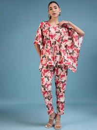 Thumbnail for NOZ2TOZ Women Party Wear Flower Printed Co-Ord Set With Pant - Peach