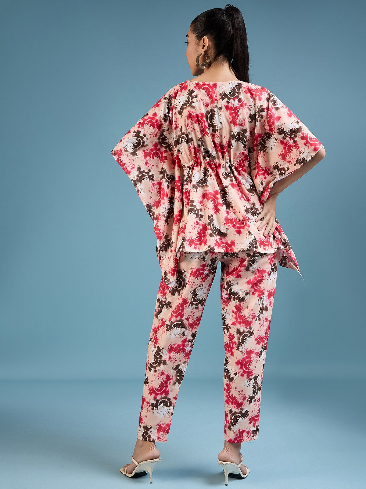 NOZ2TOZ Women Party Wear Flower Printed Co-Ord Set With Pant - Peach