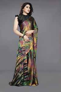 Thumbnail for NOZ2TOZ Women Party Wear Printed Chiffon Silk Saree with Unstitched Blouse - Rama