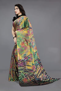 Thumbnail for NOZ2TOZ Women Party Wear Printed Chiffon Silk Saree with Unstitched Blouse - Rama