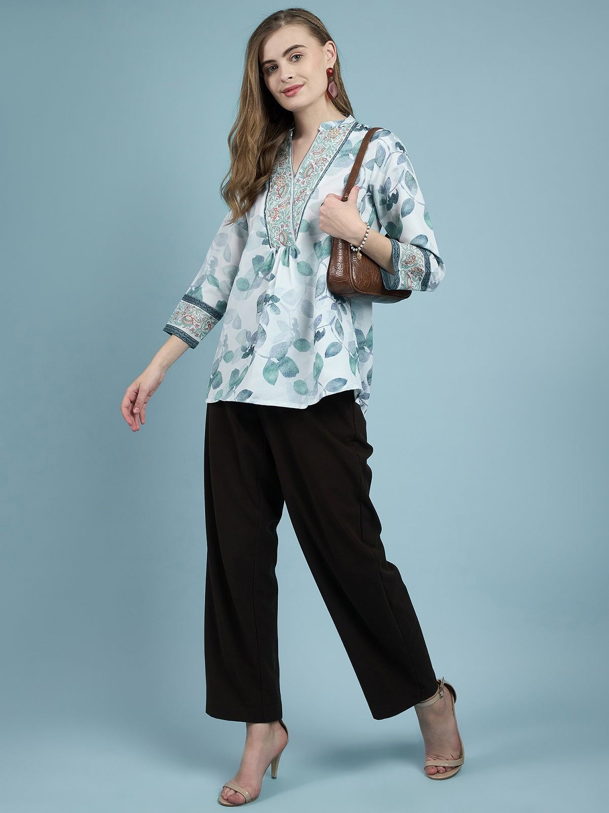NOZ2TOZ Women Party Wear Flower Printed Top - White