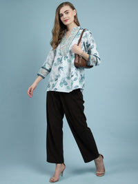 Thumbnail for NOZ2TOZ Women Party Wear Flower Printed Top - White