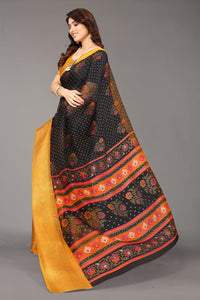 Thumbnail for NOZ2TOZ Women Party Wear Bandhani Style Banarasi Silk Saree with Unstitched Blouse - Black
