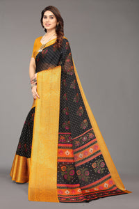 Thumbnail for NOZ2TOZ Women Party Wear Bandhani Style Banarasi Silk Saree with Unstitched Blouse - Black
