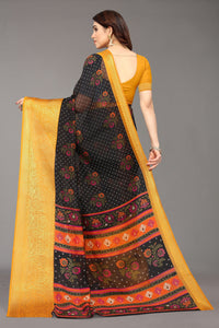 Thumbnail for NOZ2TOZ Women Party Wear Bandhani Style Banarasi Silk Saree with Unstitched Blouse - Black