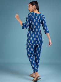 Thumbnail for NOZ2TOZ Women Party Wear Flower Printed Co-Ord Set With Pant - Royal Blue