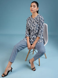 Thumbnail for NOZ2TOZ Women Party Wear Flower Printed Co-Ord Set With Pant - White