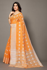 Thumbnail for NOZ2TOZ Women Party Wear Banarasi Silk Saree with Unstitched Blouse - Orange