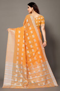 Thumbnail for NOZ2TOZ Women Party Wear Banarasi Silk Saree with Unstitched Blouse - Orange