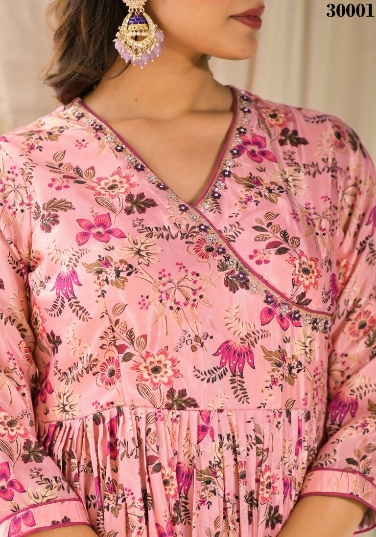 Designer Stylish Light Pink Rubi Silk Stitched Suit With Dupatta - Kiyara - Distacart