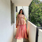 Thumbnail for Teeya Creation Peach Color Crunchy Silk Embroidery Work Festiwal Wear Salwar Suit