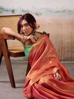 Thumbnail for Astita Tissue Silk Peach Saree