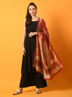 Thumbnail for Myshka Women's Black Solid Anarkali Party Kurta Set With Printed Dupatta - Distacart