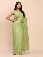 Thumbnail for Astita Linen Cotton Green Saree