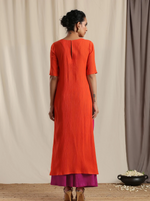 Thumbnail for trueBrowns Orange Crinkle Slit Kurta Pant Set - Distacart