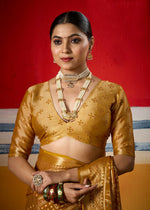 Thumbnail for Joban Fashion Yellow Dull Moss Brasso Saree